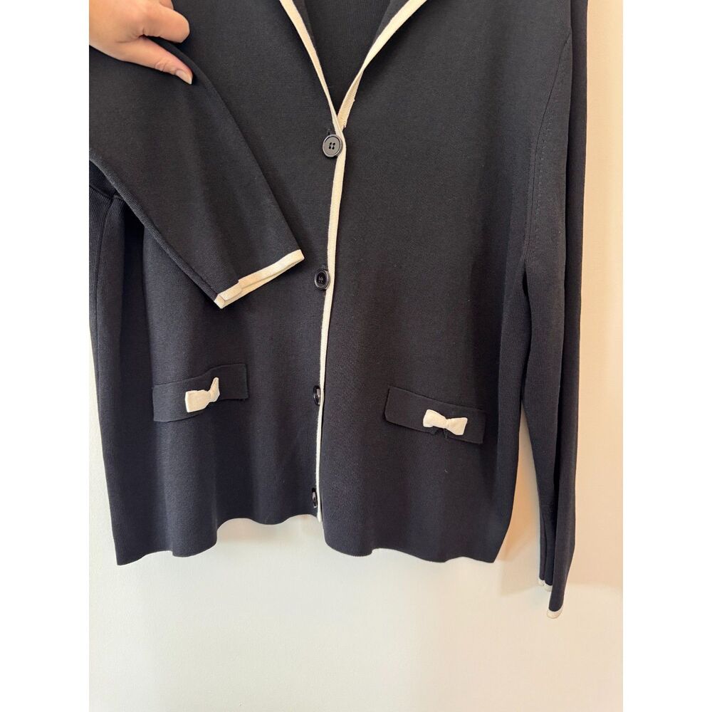 Kate Hill Women's Black Button Cardigan with White Detail Size 2X - Picture 3 of 6